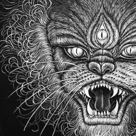 Mens Size XS Y-3 Adidas x Yohji Yamamoto Street Cat Art Graphic Print Hoodie - Picture 3 of 8